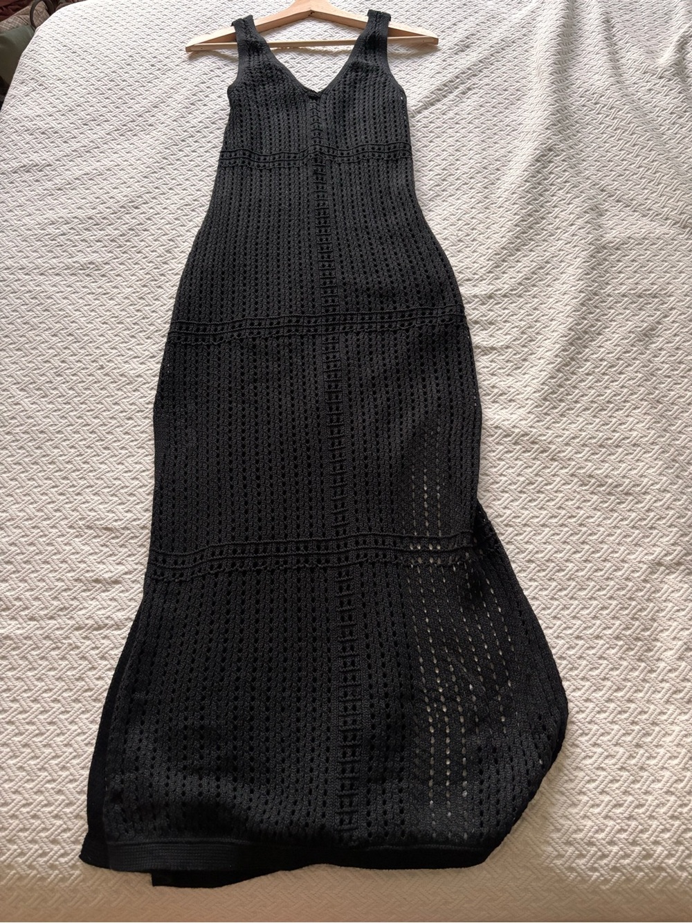 Black Crochet Knit Maxi Dress